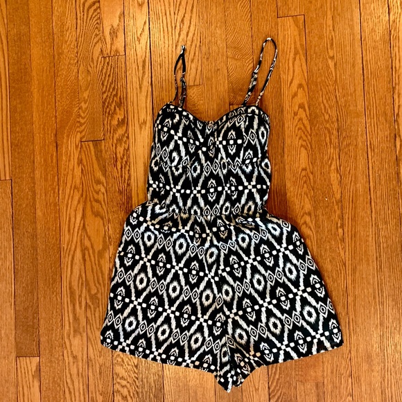 Band of Gypsies Pants - Black & White Printed Women's Romper Shorts